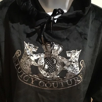 Sudadera con Capucha Juicy Couture Terciopelo Negro, Talla Grande, Recortada Plateada Juicy Couture Foto 1 de 4