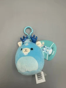 Peluche Squishmallow 3.5" Xam Kirin Ciervo Suave Azul Mítico Bosque Clip  - Imagen 1 de 2
