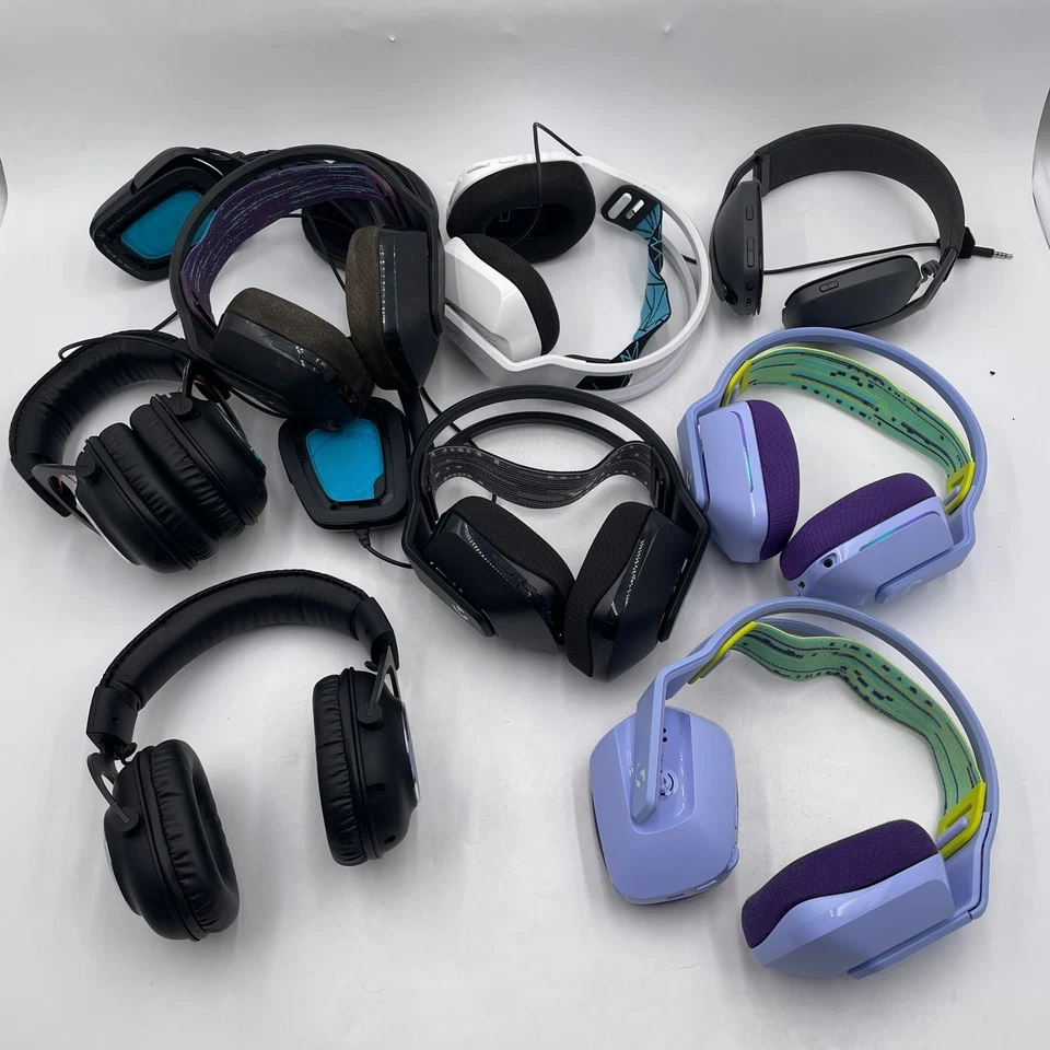 Lot of 9 Logitech Headsets NOT WORKING FOR PARTS - READ - Image 1 of 4
