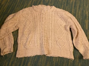Vintage 90er LL Bean reine Seide Zopfmuster Fischer Pullover kastig * Small 19 x 20 - Bild 1 von 11