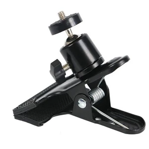 Metal Tripod Mount Clamp Clip Holder with Ball Head & Flash Hot Shoe Adapter Kit - Picture 1 of 8