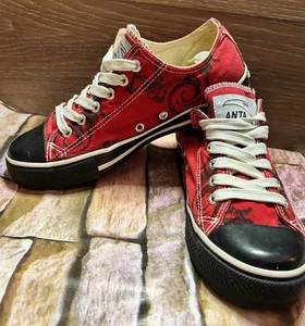 ANTA Canvas RARE Vintage Shoes Red Black Skate Size 7 Women 5.5 Men Youth - Picture 1 of 9