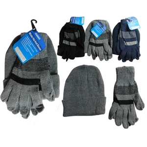 1 Men Hat Gloves Set Winter Ski Skully Beanie Cap Snow Cold Unisex Warm Soft - Picture 1 of 1