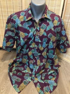 Camisa Cooke Street Hawaiana Abotonada Grande L Granate con Piñas (H401) - Imagen 1 de 9