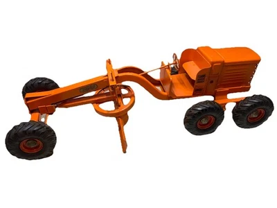 Vintage 1949 DOEPKE Adams Motor Road Grader Pressed Steel Model Diesel Orange - Image 1 of 4
