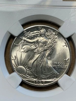 NGC MS64 1939  WALKING HALF DOLLAR NICE LUSTER AND EYE APPEAL - Image 1 of 3