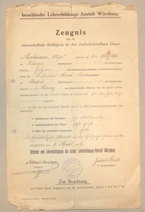Jewish 1916 German Germany Wurzburg Teacher School Certificate ANTMANN - Picture 1 of 1