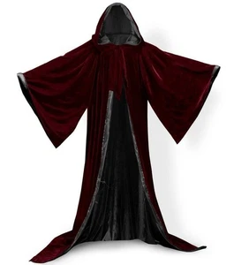 New Stock! Wine Red Cape Hooded Cloak Wizard Robes Costumes Lined in 10 Colors - Picture 1 of 22