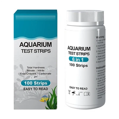 100 Stück Aquarium-Teststreifen, 6-in-1-PH-Wasserteststreifen-Set für Süßwas - Bild 1 von 4