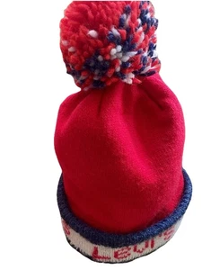 Vintage Levi's Toboggan Beanie With Pom Pom Red, White, Blue , Winter hat - Picture 1 of 4