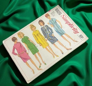 60s Simplicity 6920 Pattern Misses 14 Dress Shift Peter Pan Collar Retro Vtg - Picture 1 of 7