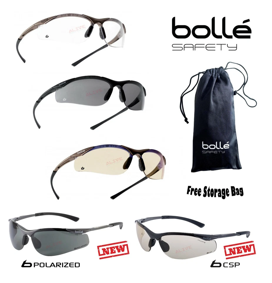 BOLLE CONTOUR Safety Glasses Clear Smoke ESP Lens Anti-Fog Anti-Scratch FREE Bag - Image 1 of 4
