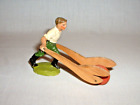 German Composition Christmas Putz Man with Wooden Farming Implement - Germany