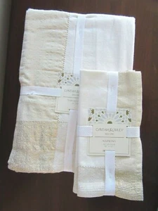 BEIGE METALLIC GOLD COTTON 60" x 90" TABLECLOTH and NAPKINS Cynthia Rowley NEW - Picture 1 of 8
