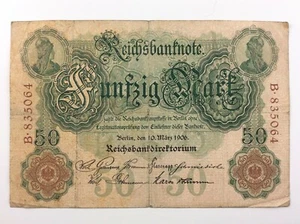 1906 Germany 50 Mark Fifty Mark Reichsbanknote Circulated Banknote 6 Digit W184 - Picture 1 of 9