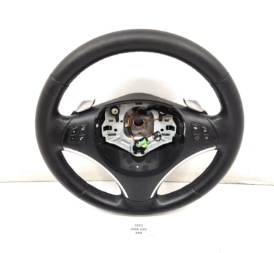 ✅ 06-10 Volante deportivo OEM BMW E90 E92 E93 335 CUERO negro con palancas de cambio Foto 1 de 4