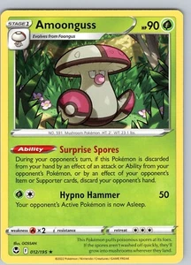 Pokemon TCG Amoonguss SWSH Silver Tempest 012/195 Regular Rare Card NM - Picture 1 of 2