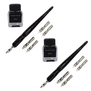 2x Calligraphy Pen & Ink Sets with 5 Nibs Black, Writing, Sketching & Art - Picture 1 of 1