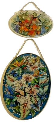 2 Amia Kathleen McKenna Hummingbird Stained Glass Sun Catchers Window Hangers - Image 1 of 4