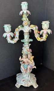 ANTIGUOS CANDELABROS DE PORCELANA MEISSEN DEL SIGLO XIX de 3 brazos - Imagen 1 de 10