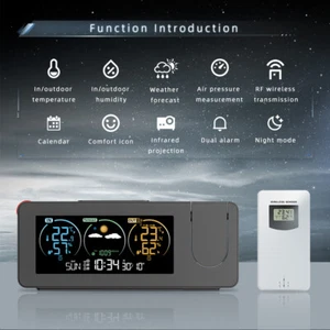 Digitale Projektionsuhr Wetterstation Wettervorhersage Farbbildschirm V7O7 - Bild 1 von 13