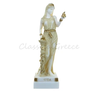 Statue Ancient Greek Goddess Hestia Alabaster 9" - 23cm Cast Marble Mythology - Picture 1 of 10