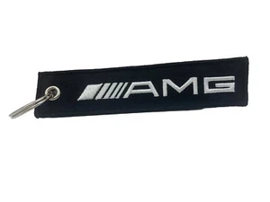 Mercedes AMG Fabric Embroidery Keyring AMG Car Fabric Key Chain AMG Black Fabric - Picture 1 of 2