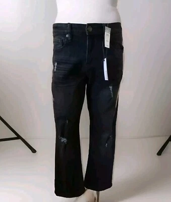 Pantalones de mezclilla bota desgastados azul negro oscuro rue21 30x30 nuevos con etiquetas $34,99 precio de venta sugerido por el fabricante Foto 1 de 4