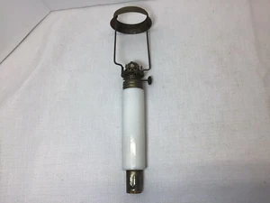 Antique Milk Glass Candle Stick Oil Lamp With Burner And Shade Holder - Picture 1 of 5