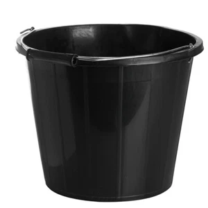 Plastic Bucket 14 Litre Black Builders Heavy Duty Garden Horse Feed Water Pail - Picture 1 of 3