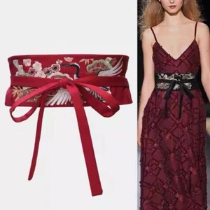 Women's Chinese Style Retro Wide Belt Embroidered Hanfu Waist Band Belts - Picture 1 of 18