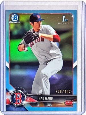 2018 Bowman Draft Chrome Sky Blue Refractor Thad Ward #BDC-90 220/402 Red Sox - Image 1 of 2