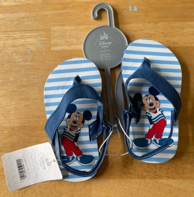 Chanclas Mickey Mouse Azul Rayas Bebé Infante 18-24M Disney Store Nuevas con Etiquetas Foto 1 de 4