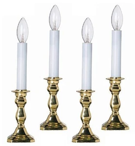 WARWICK OCTAGONAL BRASS ELECTRIC WINDOW CANDLESTICK LAMPS - SET OF FOUR - Picture 1 of 1
