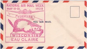 National Air Mail Week (NAMW) cover, Eau Claire, Wisconsin, 1938 - Picture 1 of 1
