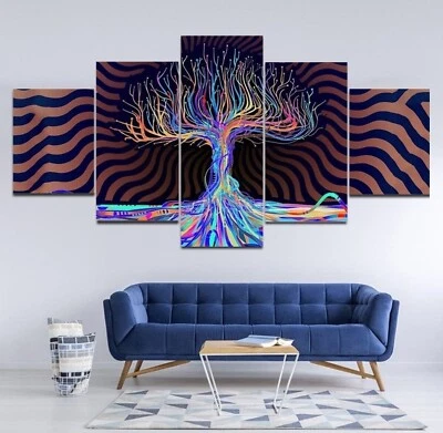 Póster psicodélico árbol de la vida 5 piezas lienzo impresión arte de pared decoración del hogar Foto 1 de 4