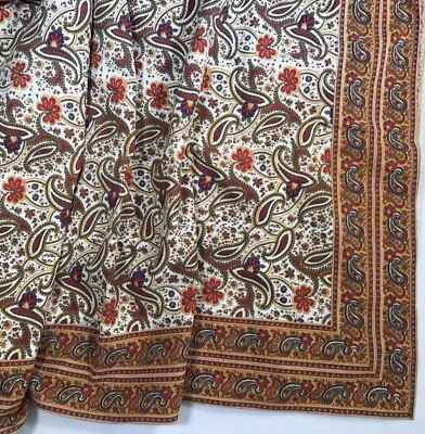 Paisley Printed Cotton Tablecloth 106 x 70 Rectangular Red Gold Made in India - Image 1 of 4