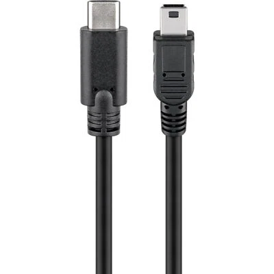 goobay USB 2.0 Kabel, USB-C Stecker > Mini-USB Stecker, Adapter, schwarz - Bild 1 von 3