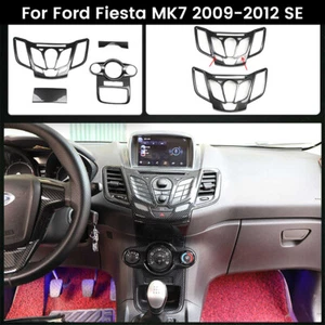 4x For Ford Fiesta MK7 09-12 Carbon Fibre Effect Centre Dash Centre Console Trim Set - Picture 1 of 12