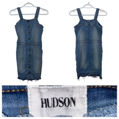 Hudson Girl Big Kelly Skirtall Vintage Blue Denim Button Front Overall Dress L - Image 1 of 4