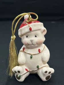 VINTAGE Lenox Weihnachten verworren Teddybär Ornament 3,5" Goldrand. Neu im Karton. - Bild 1 von 11