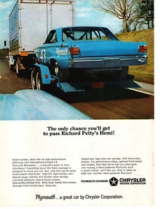 1966 PLYMOUTH HEMI BELVEDERE / RICHARD PETTY WINS DAYTONA 500 ~ ORIG PRINT AD - Bild 1 von 2