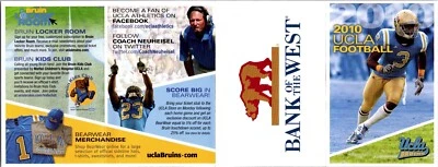 POCKET SCHEDULE - UCLA Bruins (2010 Season) NCAA College Football  Rahim Moore - Image 1 of 3