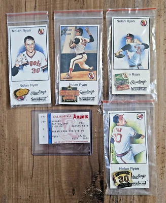 Juego de 4 prendedores Nolan Ryan sin hitter 1-4 con talón de boleto/sorteo de estadio Foto 1 de 2