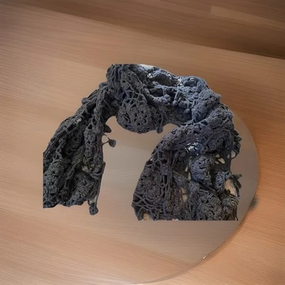 Pure HandKnit   Wrap /Shawl /SCARF~TASSELS  One Size~ BLACK~COTTON~RARE - Image 1 of 4