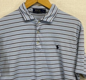 Polo Ralph Lauren gestreiftes Poloshirt Herren Large Kurzarm Baumwolle Kragen - Bild 1 von 10