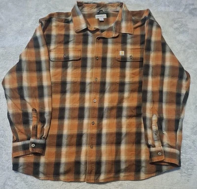 Camisa Carhartt Franela 3XL Algodón Naranja Cuadros Cuadros Abotonada 103822 O04 Foto 1 de 4