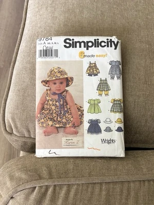 2001 Simplicity Sewing Pattern 9784 Babies Dress Pinafore Panties Pantloons - Image 1 of 2