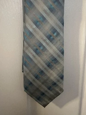 Corbata clásica Calvin Klein para hombre azul claro patrón a cuadros NUEVA SIN ETIQUETAS Foto 1 de 4