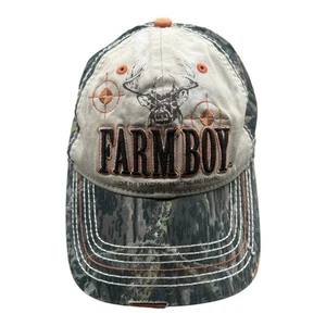 Farm Boy Distressed Camo Big Rack Collector Cap Contrast Stitching Hat Ball Cap - Picture 1 of 7